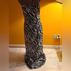 Jessica McClintock Strapless Zebra Print Dress